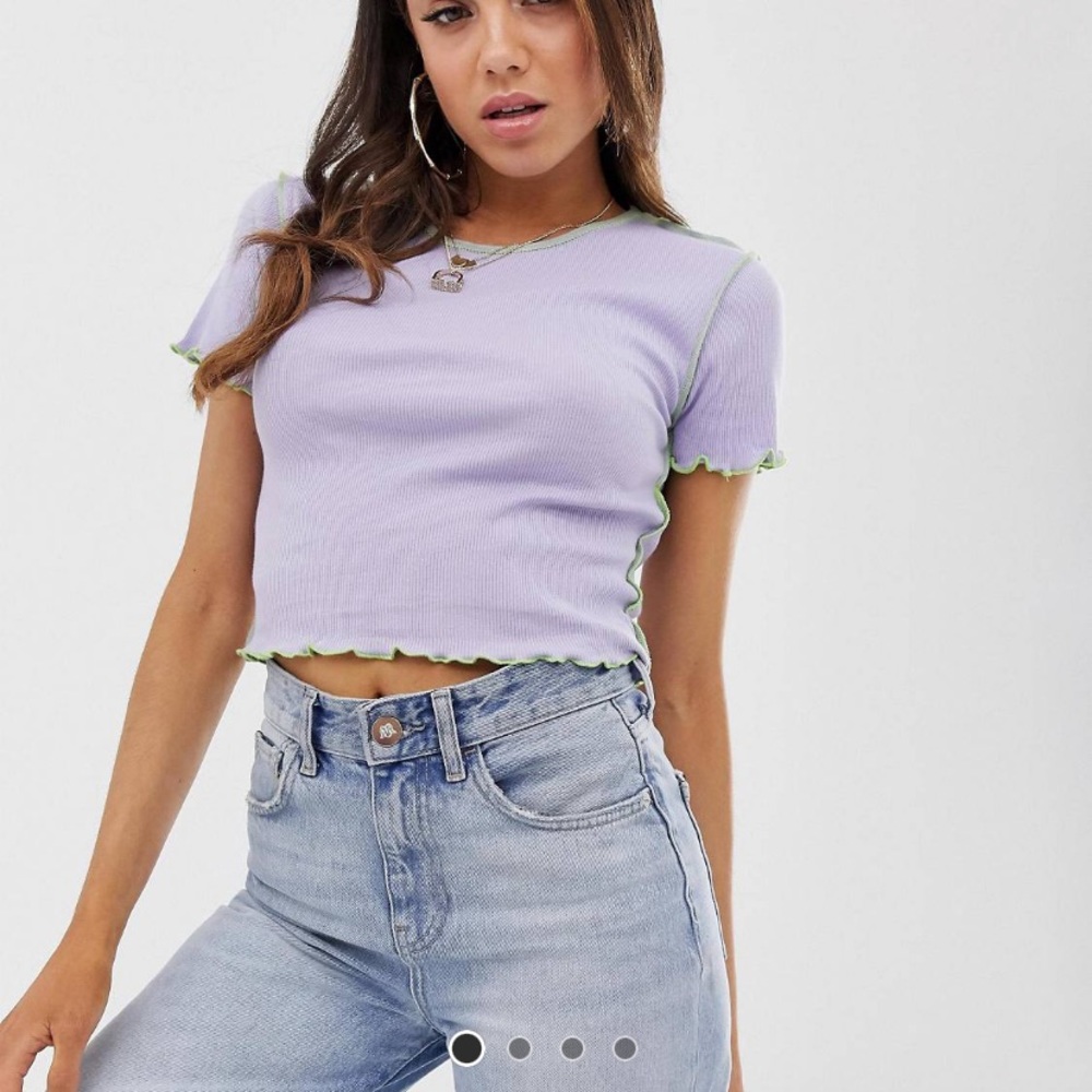 Asos lilac contrast lettuce hem tshirt